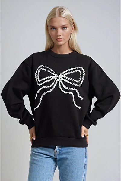 Lijuri سترة رياضية كبيرة الحجم مطرزة بفيونكة 3497