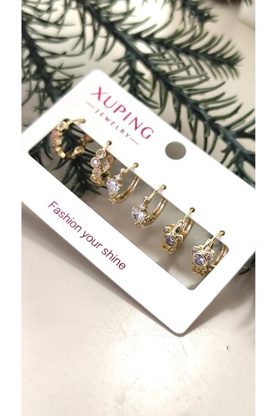 DİAVENTA TAKI VE AKSESUAR Gold Küpe Set Yetişkin Kadın/Çocuk çelik kararmaz t...
