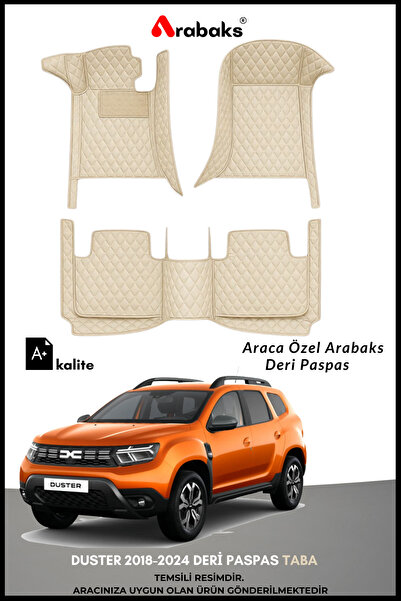 Arabaks Dacia Duster 2018–2024 8D Premium Deri Havuzlu Paspas Seti Taba