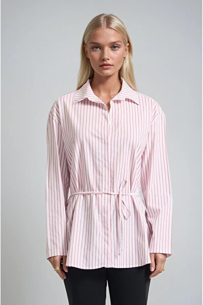 Lijuri Striped waist-tie tunic shirt 3496