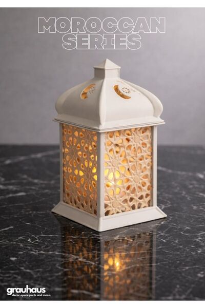 GRAUHAUS Ramazan Feneri Dekoratif Masa Feneri İslami Desenli Şık Ev & Ofis De...