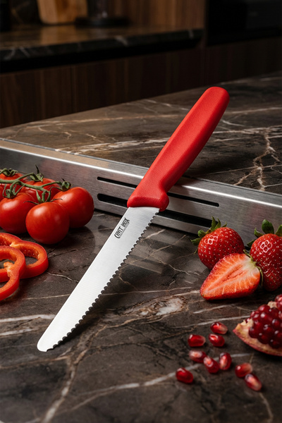 Cavit İnox Sebze Bıçağı Dişli Domates Bıçağı Kırmızı