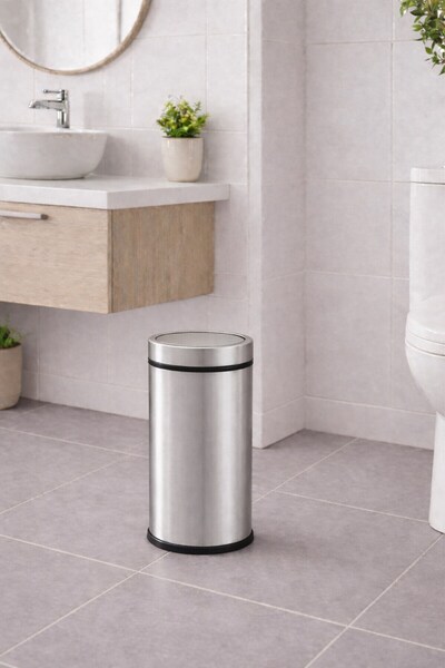Sas Haus 5 Liter Swivel Lid Stainless Steel Bathroom & Wc Trash Can Titan 7505