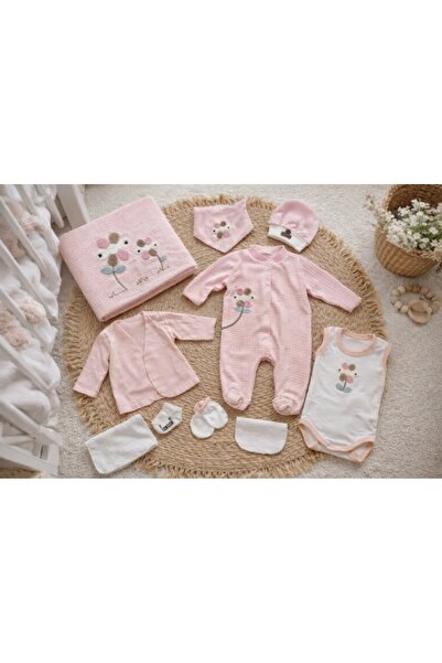 Pure Boutique Комплект дрешки за новородено момиче от 10 части, розов памук с...