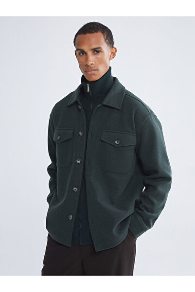 LC Waikiki Nevavm Comfortable Fit Men's Cashmere Shirt Jacket with Difference