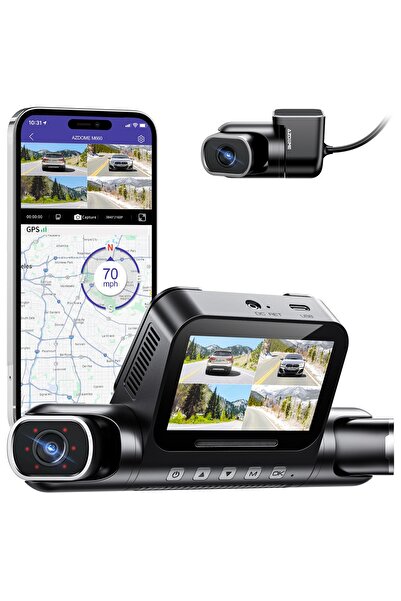 AZDOME كاميرا M660 برو 5G مع واي فاي بثلاث قنوات ونظام GPS مدمج، كاميرا 4K+10...