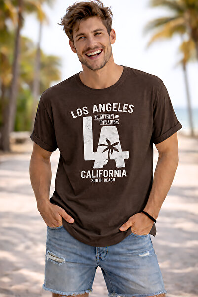 ArtYus Los Angeles California Printed Summer Themed Cotton Relaxed Fit Round ...