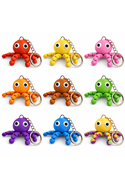 Bonolupo Cute Octopus Keychain with Fan Jointed Movable Parts, Bag and Car Or...
