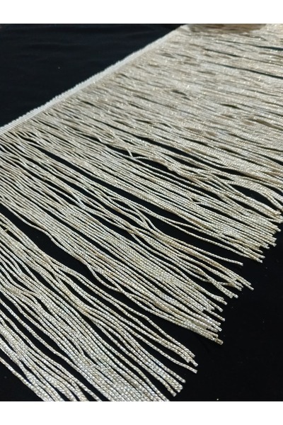 ULUPAMİR شريط ذو حافة مستقيمة بلون ذهبي مع شراشيب 18 سم