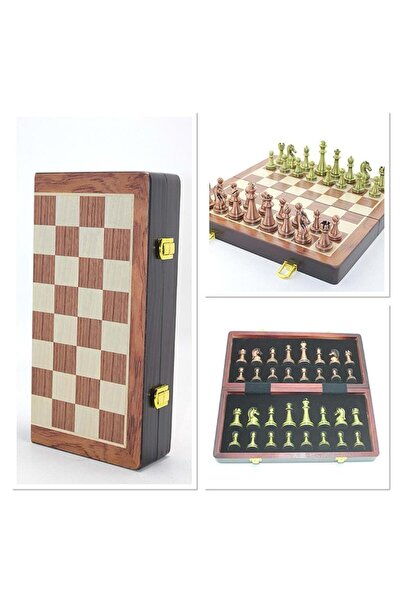 ZS DEMİR Chess Set with Wooden Box and Metal Stone Chamber