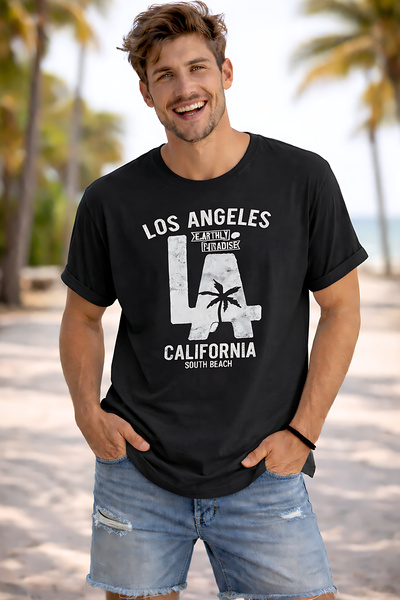 ArtYus تي شيرت لوس أنجلوس كاليفورنيا مطبوع عليه طابع صيفي من القطن بقصة مريحة...