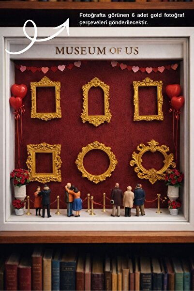 Printorium Gold Mini Çerçeveler 6’lı Ev Dekorasyonu Museum Of Us Sevgililer G...
