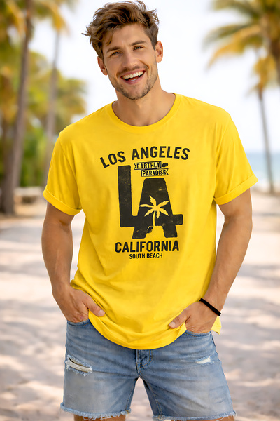 ArtYus تي شيرت لوس أنجلوس كاليفورنيا مطبوع عليه طابع صيفي من القطن بقصة مريحة...
