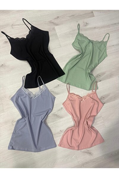 ParisTrend Cotton Flexible Lace Women's Undershirt 4-Piece Set