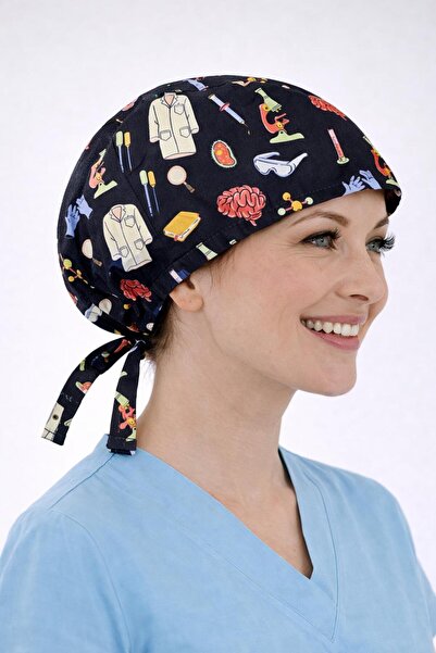 Dr. Mitra Cerrahi Bone Medikal Doktor Hemşire Hastane Bonesi Unisex -Beyin Desen