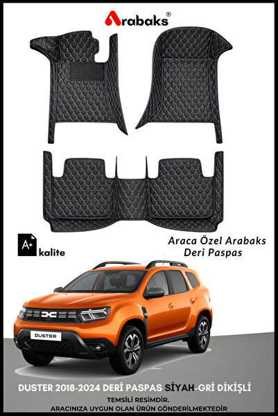 Arabaks Dacia Duster 2018–2024 8D Premium Deri Havuzlu Paspas Seti Siyah-Gri ...