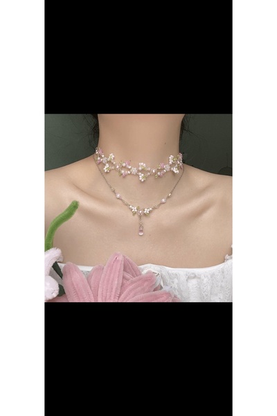 SHİNELİZE Hailey flower kolye , çiçek detaylı özel tasarım kolye , el yapımı