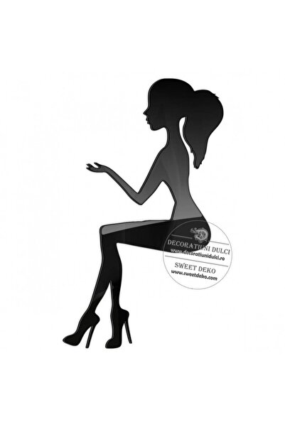 Decoratiuni Dulci Silhouette cake topper, young woman - Black