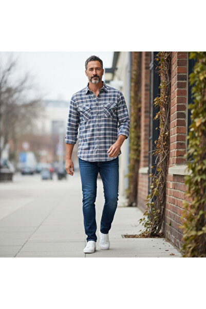 EREN STYLE Classic Cotton Long Sleeve Shirt with Double Pockets (Regular Fit)