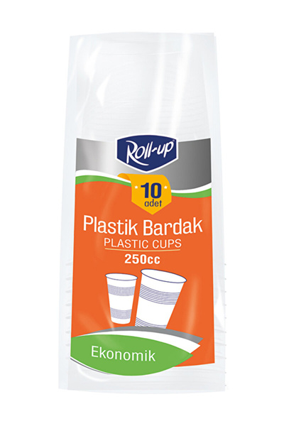 Roll-Up 2 قطعة كوب بلاستيك 250 سي سي 10 قطع