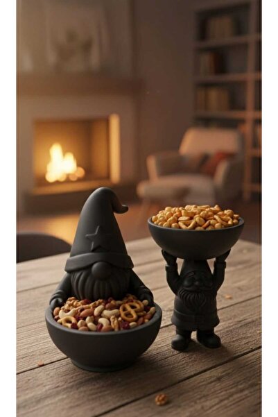 GLOBELUX Dekoratif Cüce Temalı Sunum Tabağı Takı Şeker Çerezlik 2li Set Vegan...