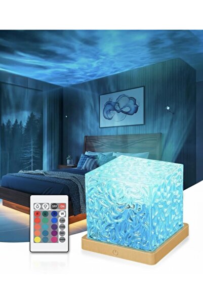KTR TECH Uzaktan Kumandalı 16 Işık Modlu Okyanus Dalga Efektli Gece Lambası