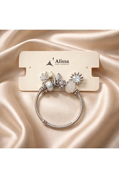 Alissa Accessories Gümüş Renk Figürlü Charmlı Çelik Bileklik