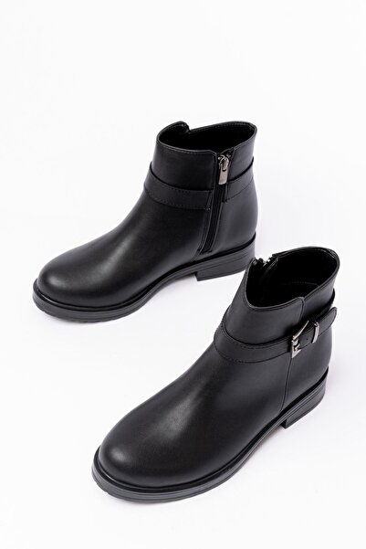Zerenyus Exi̇n-165-204/1 Premium Black Zippered Daily Women's Boots