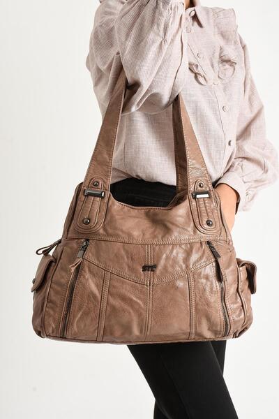 571 Collections Çanta حقيبة كتف من الجلد الصناعي مينك