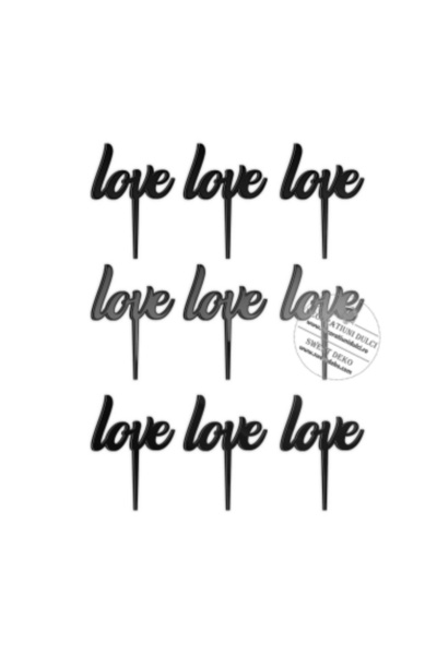 Decoratiuni Dulci Mini toppers LOVE | decor briose (10 buc) - Negru