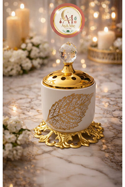 Layansaa Gold Detaylı Dekoratif Buhurdanlık |Porselen Buhurdan | Lüks Tütsü &...