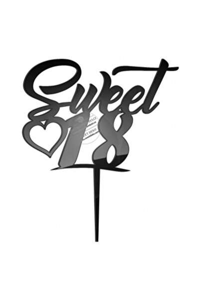 Decoratiuni Dulci Cake topper din plexi Sweet 18 - Negru