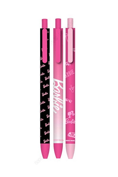 Barbie Lisanslı Geri Çekilebilir Jel Kalem (3'lü Paket)