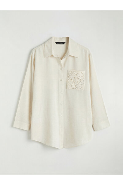 LC Waikiki Mg Trenden Ecru Linen Blend Women's Shirt Tunic