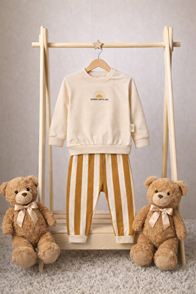 ASİLA Printed Sweatshirt Striped Pants Baby Boy Set