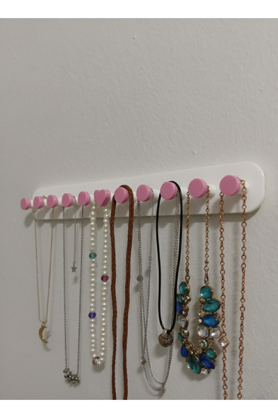 hediyesepetinde Heart Detailed Pink Jewelry Hanger – Wall-Cabinet Type Neckla...