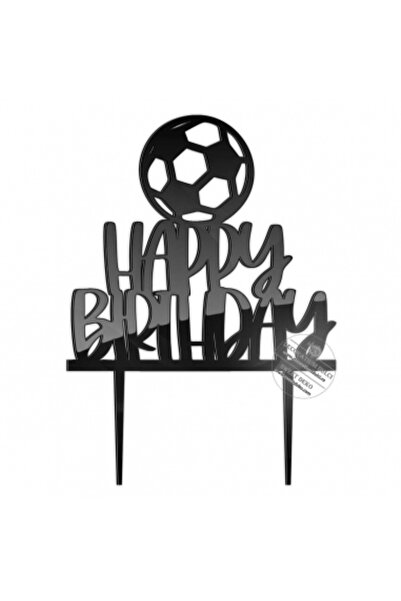 Decoratiuni Dulci Топер за торта Честит рожден ден minge de fotbal - Negru