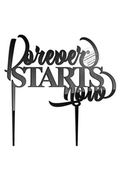 Decoratiuni Dulci Cake topper Forever Starts Now - Negru