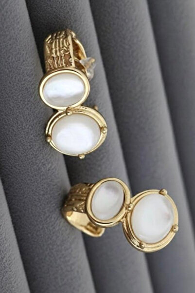 DİAVENTA TAKI VE AKSESUAR 316L Steel Moon Stone Nail Model Antique Earrings