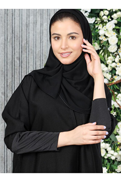 Abay-ti Crepe abaya with stretch cuffs and a free headscarf