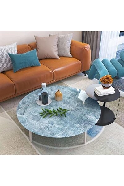 ForWhat Folie adezivă rezistentă la scurgeri cu model de marmură albastră de ...