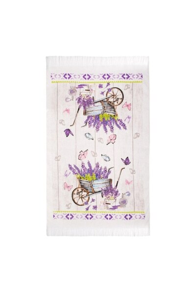 OEM Kitchen Towel in White Cotton with Lavender Pattern 60x35cm