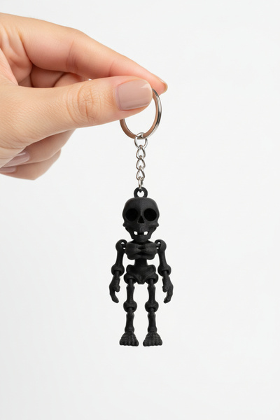 Pazarois Smiling Skeleton Figured Movable Keychain Black