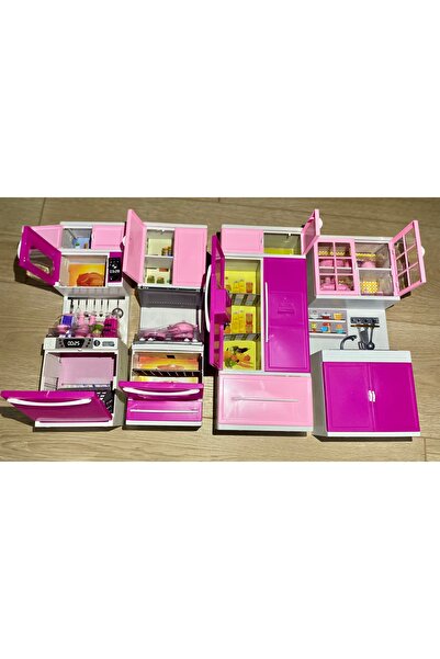 DF ToyShop İKİLİ FULL OCAK DOLAP FIRIN LAVABOLU KAPAKLI SET