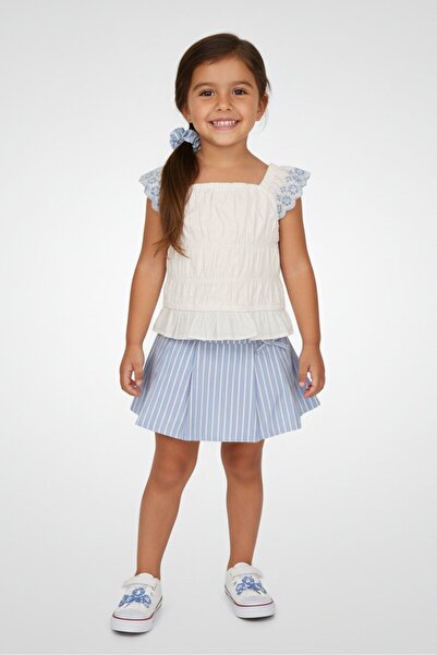 Little Lass Toddlers Girl 2 Pieces Stripe Top And Skort With Scrunchie Set, M...