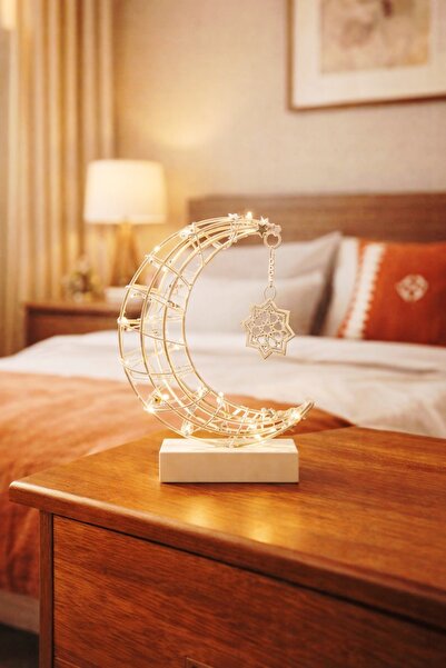 Saudi Arabia LED Ramadan Moon Lamp Metal Crescent Moon Ornament with Hanging ...