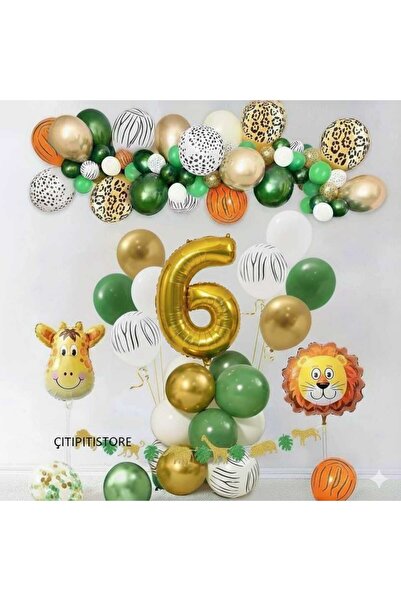 ÇITIPITISTORE Σετ μπαλονιών με αριθμούς για γενέθλια με θέμα το σαφάρι