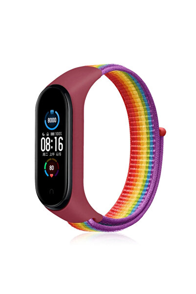 Twin Store Mey imports ®   Mi band 4 woven velcro strap - rainbow