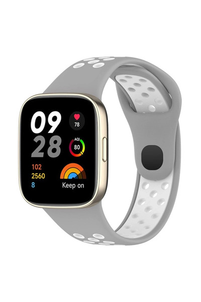 Twin Store ميه للاستيراد ®   سوار رياضي مثقب لساعة Redmi Watch 3 - رمادي-أبيض
