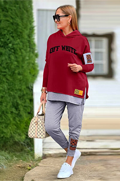 AsrymShop Lightweight cotton lycra tracksuit, sporty, brick gray